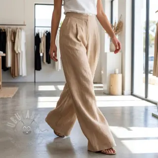 Viskoza s lanom WASHED beige