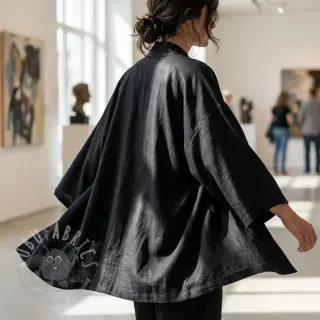 Viskoza s lanom WASHED black
