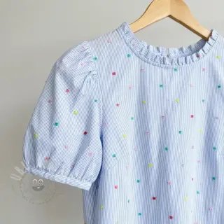 Pamuk DOBBY Stripe and dotty blue
