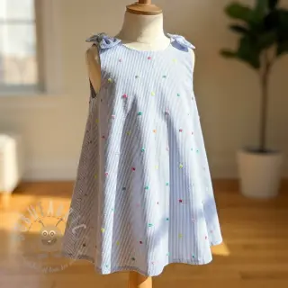 Pamuk DOBBY Stripe and dotty blue