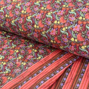 Pamuk VOILE STEPPED Paisley flowers brown digital print