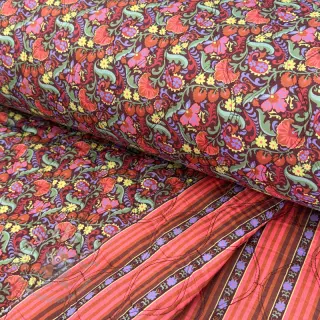 Pamuk VOILE STEPPED Paisley flowers brown digital print