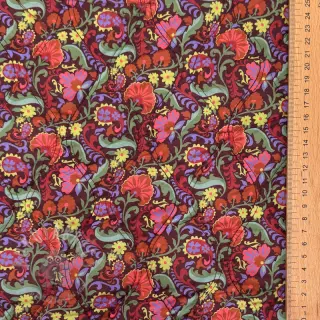 Pamuk VOILE STEPPED Paisley flowers brown digital print