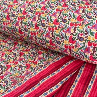 Pamuk VOILE STEPPED Paisley flowers white digital print