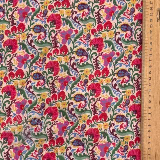 Pamuk VOILE STEPPED Paisley flowers white digital print