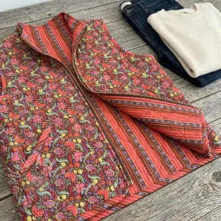 Pamuk VOILE STEPPED Paisley flowers brown digital print