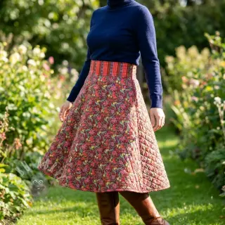 Pamuk VOILE STEPPED Paisley flowers brown digital print