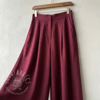 Viskoza s lanom WASHED wine red