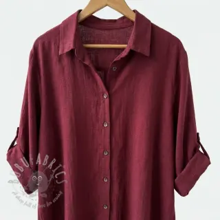 Viskoza s lanom WASHED wine red