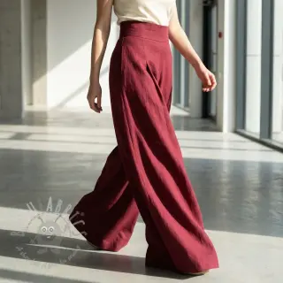 Viskoza s lanom WASHED wine red