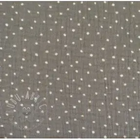 Tetra Tkanina/Muslin Dots grey/white
