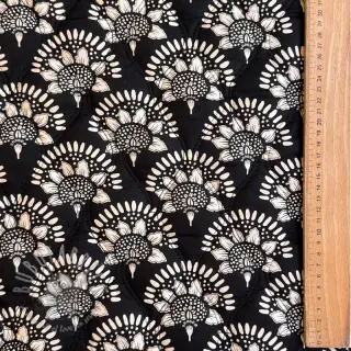 Pamuk VOILE STEPPED Bouquet flowers balck digital print