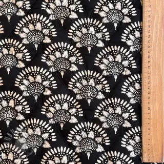 Pamuk VOILE STEPPED Bouquet flowers black digital print