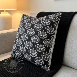 Pamuk VOILE STEPPED Bouquet flowers balck digital print