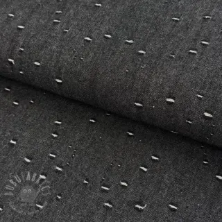 JEANS DENIM 6 OZ Uneven Small Holes black