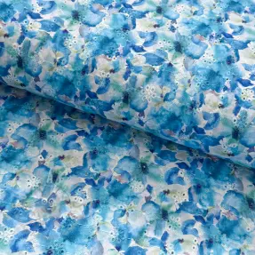 Pamuk EMBROIDERY Viola blue digital print