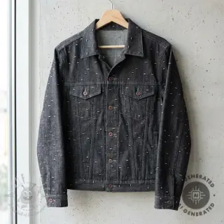 JEANS DENIM 6 OZ Uneven Small Holes black