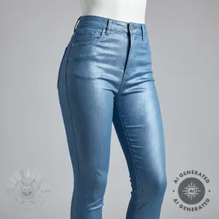 JEANS DENIM 8,5 OZ STRETCH WASHED metallic aqua silver