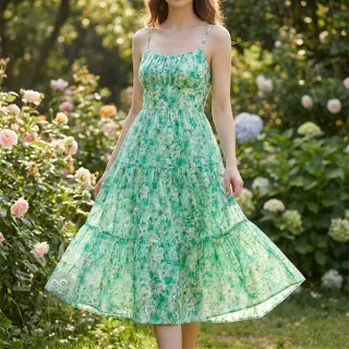 Pamuk EMBROIDERY Viola green digital print