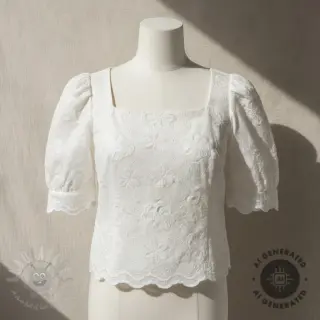 Pamuk EMBROIDERY Catchy Flowy white