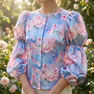 Pamuk SATIN STRETCH Peony roses