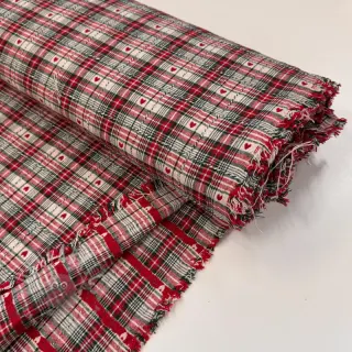 Dekorativna tkanina jacquard Villars ecru rouge