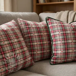Dekorativna tkanina jacquard Villars ecru rouge