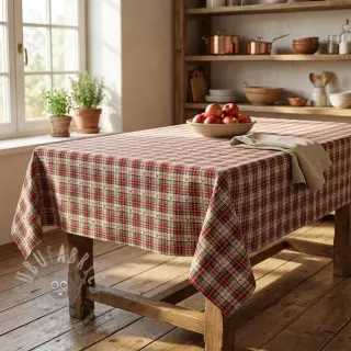 Dekorativna tkanina jacquard Villars ecru rouge