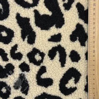 Tkanina za kapute TEDDY JACQUARD Animal skin black