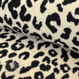 Tkanina za kapute TEDDY JACQUARD Animal skin black