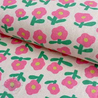 Jersey RIB JENNIFER BOURON Flowers natural pink ORGANIC