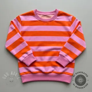 Triko materijal čupav SOFT Stripes orange