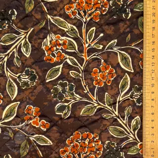 Samet VELVET QUILT Flowers leaves dark brown