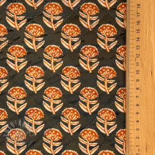Samet VELVET QUILT Flowers leaves dark brown