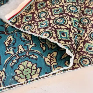 Samet VELVET QUILT Flowers abstract petrol