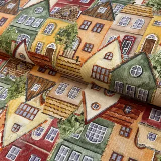 Dekorativna tkanina premium Rustic village house digital print