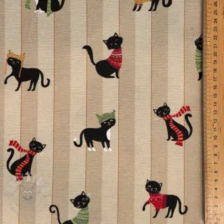 Dekorativna tkanina premium Cat frost friends taupe digital print