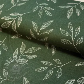 Dekorativna tkanina Linenlook Elegant leaf branch army