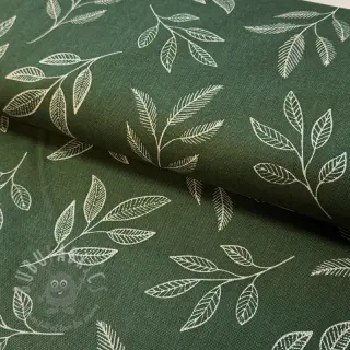 Dekorativna tkanina Linenlook Elegant leaf branch army