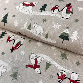 Dekorativna tkanina Linenlook Little penguin red