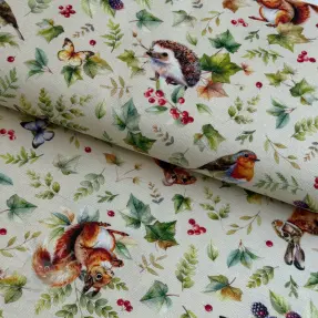 Dekorativna tkanina premium Animal forest dream beige digital print