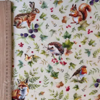 Dekorativna tkanina premium Animal forest dream beige digital print