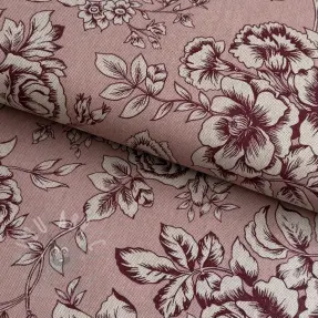 Dekorativna tkanina Linenlook Elegant rose bloom wine