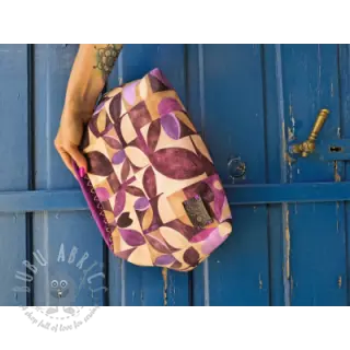 Dekorativna tkanina SLUB Abstract flowie aubergine digital print