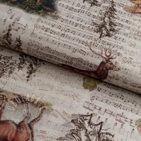 Dekorativna tkanina Linenlook Forest deer song digital print