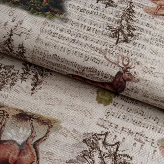 Dekorativna tkanina Linenlook Forest deer song digital print