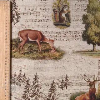 Dekorativna tkanina Linenlook Forest deer song digital print