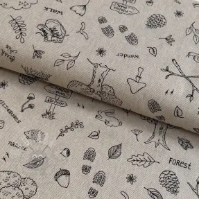 Dekorativna tkanina Linenlook Wander woods doodle