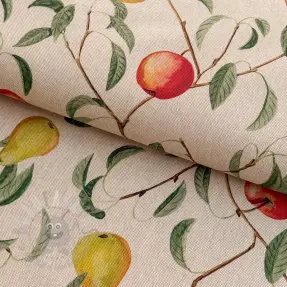 Dekorativna tkanina Linenlook Apple pear branch digital print