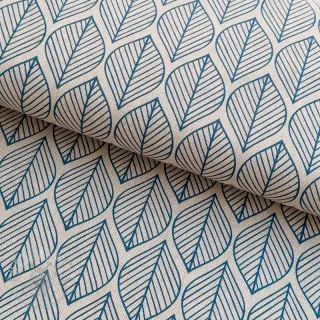 Dekorativna tkanina Linenlook Leaf line minimalist denim